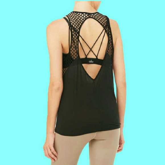 Alo Yoga CAGE TANK COOL COMFORT Black Color. - Picture 3 of 8